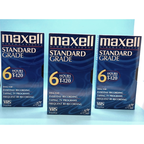 VHS VCR Tapes NEW &  SEALED 3 Set of Maxwell 6-Hour Blank Tapes - Picture 1 of 8